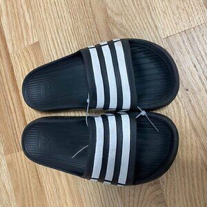 Adidas Black White Stripe Slide Sandals Sz 13 Kids